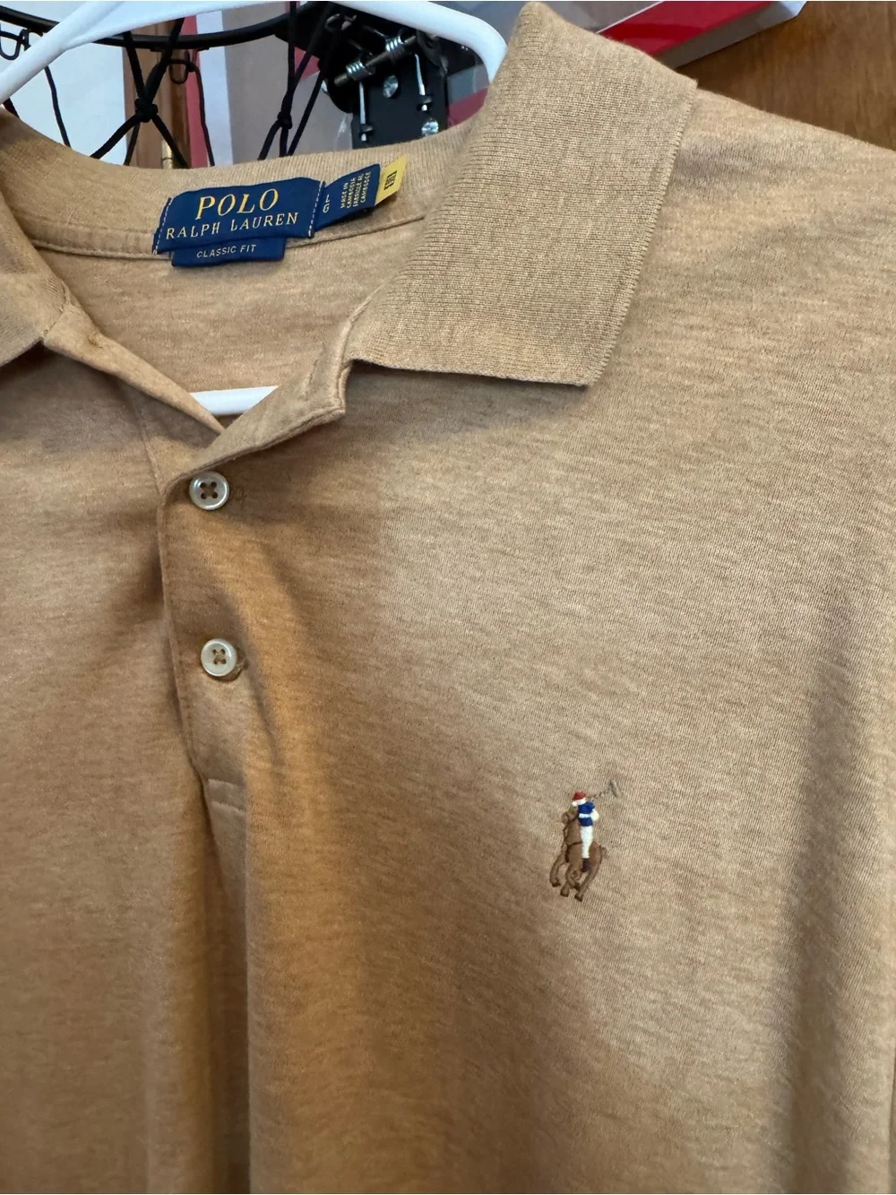 Ralph Lauren Men’s Tan Polo Shirt with Embroidered Pony